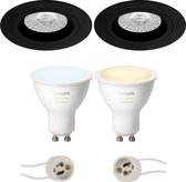 Pragmi Rodos Pro - Inbouw Rond - Mat Zwart - Ø93mm - Philips Hue - LED Spot Set GU10 - White Ambiance - Bluetooth - BSE