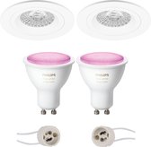 Primux Rodos Pro - Inbouw Rond - Mat Wit - Ø93mm - Philips Hue - LED Spot Set GU10 - White and Color Ambiance - Bluetooth