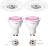 Primux Uranio Pro - Inbouw Rond - Mat Wit - Kantelbaar - Ø82mm - Philips Hue - LED Spot Set GU10 - White and Color Ambiance - Bluetooth