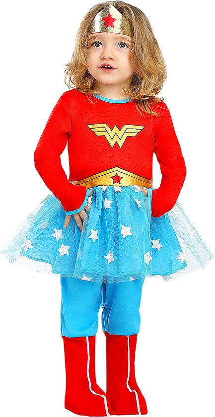 FUNIDELIA Wonder Woman kostuum voor baby - Maat: 50 - 68 cm - Rood