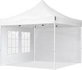 3x3m easy up partytent vouwtent  2 zijwanden (met kerkvensters) paviljoen PES300 stalen frame wit