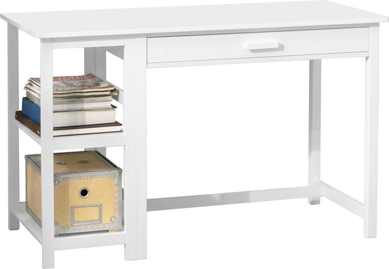 Simpletrade Bureau - Bureautafel - 1 Lade - 2 schappen - Wit - 120x75x58 cm