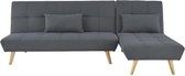 SANDRO Scandinavische omkeerbare 3-zits Clic-Clac hoekbank - Donkergrijze gestoffeerde stof met kussens - L 224 x D 86 x H 136 cm