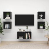 Decoways - 5-delige Tv-meubelset spaanplaat hoogglans grijs