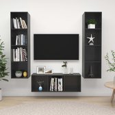 Decoways - 3-delige Tv-meubelset spaanplaat hoogglans grijs