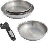SITRAM Set van 3 koekenpannen 20-24-28 cm + 1 afneembare tang alle kookplaten inclusief inductie