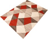 Woonkamer Vloerkleed Naomi | Grijs & rood - 220 x 160 cm
