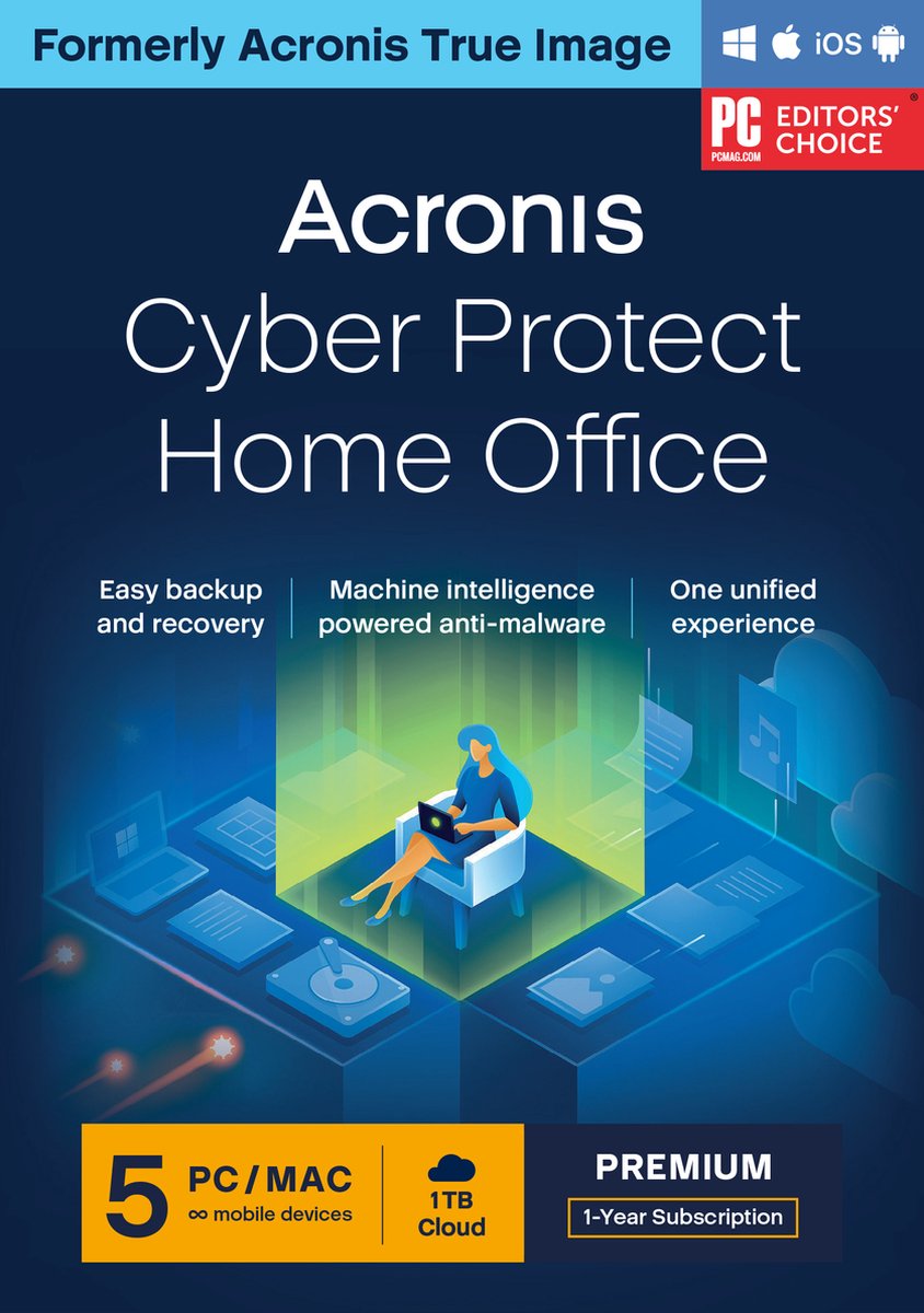 Acronis Cyber Protect Home Office Premium + 1 TB Acronis Cloud Storage - 5 Gebruikers/ 1 Jaar - Windows/MAC