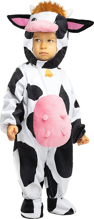 FUNIDELIA Koe Kostuum - Onesie Koe voor baby - Maat: 69 - 80 cm - Wit