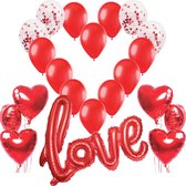 Love Ballon Rood XXL Folieballon Rode Hartfolieballon Helium en Confetti Ballon, Romantische Deco, Decoratie voor Romantische Atmosfeer, Huwelijksaanzoek, Valentijnsdag en Bruiloft