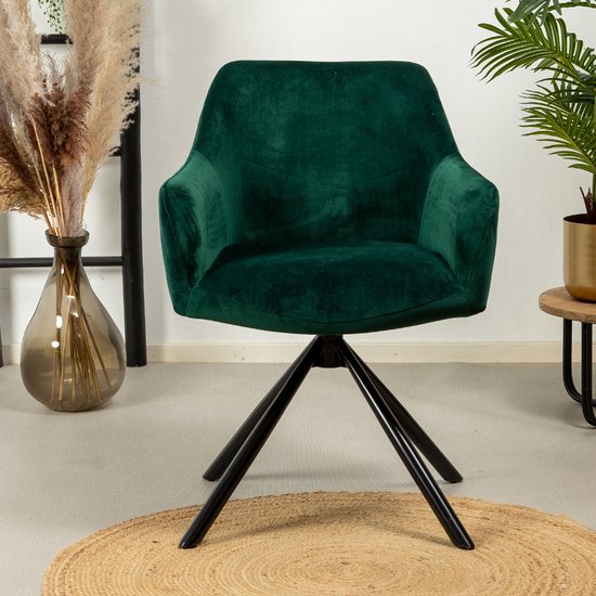 WOLTU Eetkamerstoelen, draaibaar, set van 2, voor eetkamer en woonkamer, comfortabele keukenstoelen, gestoffeerd, met armleuningen, rugleuning, met fluwelen bekleding, donkergrijs
