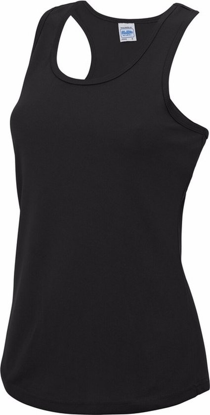 Foto: Awdis sport singlet voor dames zwart mouwloos shirtje polyester lucht doorlatend snel drogend xl