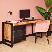 Bureau James 145x58x74 cm mangohout en metaal
