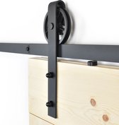 Barnwoodweb Schuifdeursysteem Spaakwiel voor 2 deuren - Complete set - 380 cm rail - Zwart