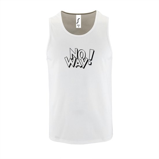 Witte Tanktop sportshirt met "No Way" Print Zwart Size L