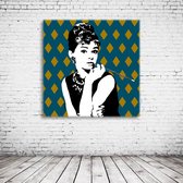 Audrey Hepburn Pop Art Poster in lijst - 90 x 90 cm en 2 cm dik - Fotopapier Mat 180 gr Framed - Popart Wanddecoratie inclusief lijst