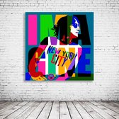 Imagine John Lennon Pop Art Poster in lijst - 90 x 90 cm en 2 cm dik - Fotopapier Mat 180 gr Framed - Popart Wanddecoratie inclusief lijst