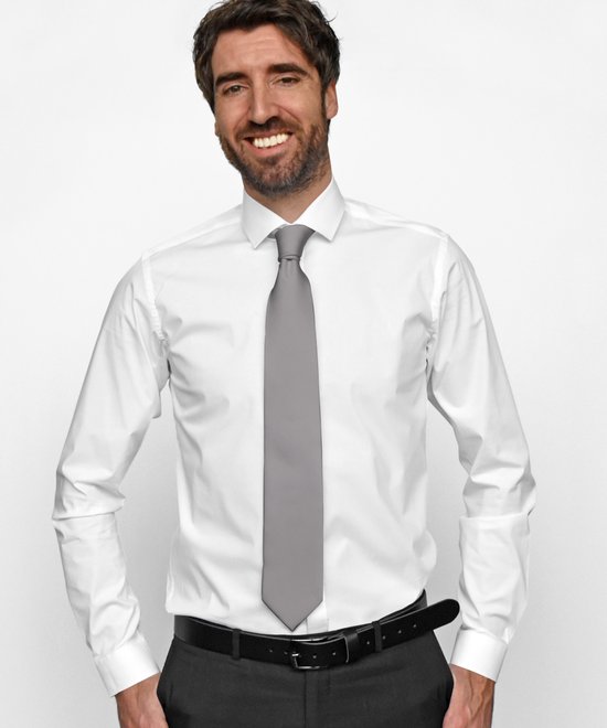 We Love Ties Cravate repp grise, pure soie tissée