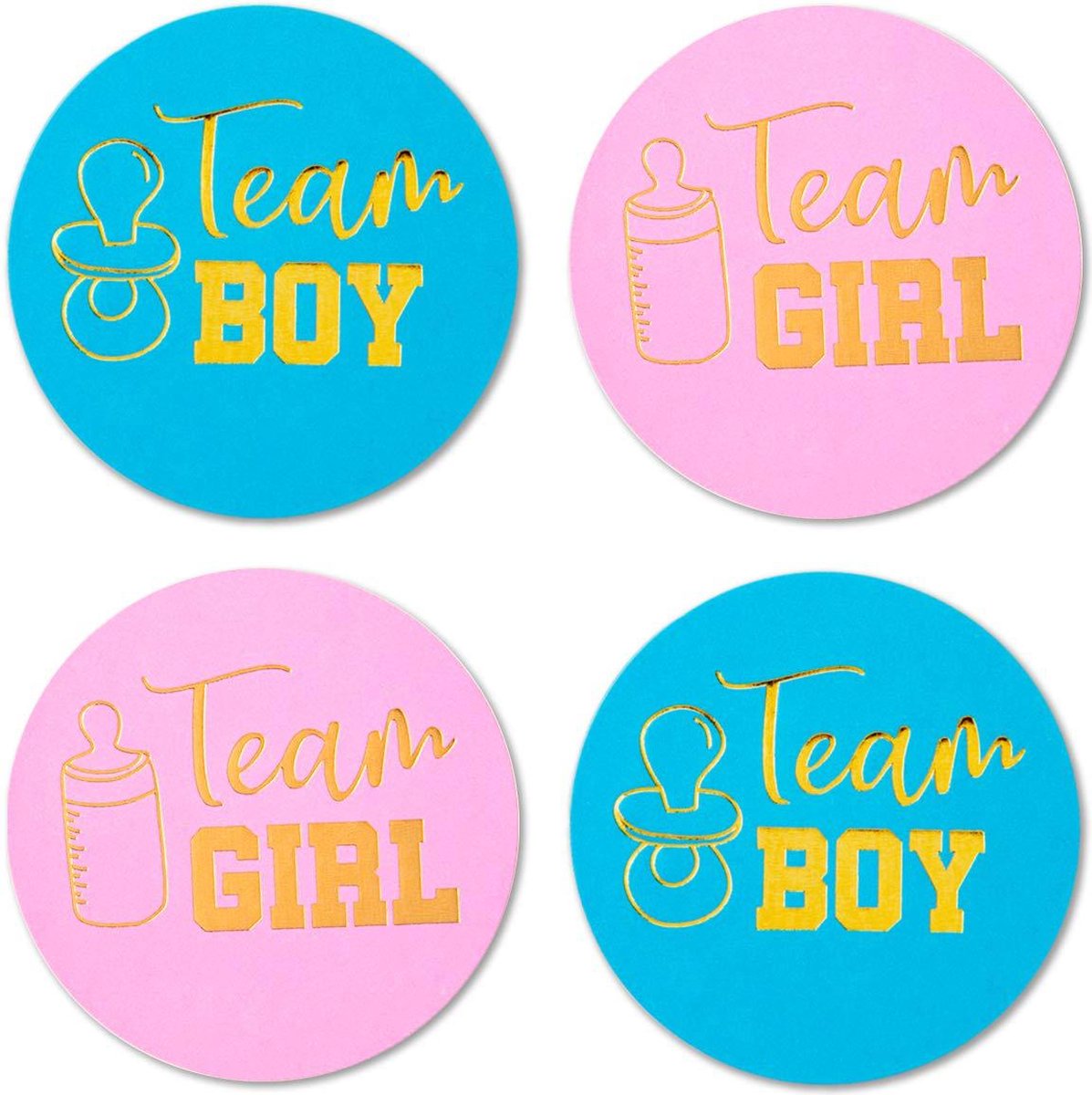 Gender Reveal - Sluitstickers Team boy/girl - 24 Stuks! - 4 cm - Geboorte Sticker - Sluitzegel - Babyshower - Baby nieuws - Zwangerschap - Luxe Sluitzegel - Geboortesticker - Cadeau - Roze - Blauw