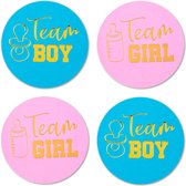 Gender Reveal -  Sluitstickers Team boy/girl - 24 Stuks! - 4 cm - Geboorte Sticker - Sluitzegel - Babyshower - Baby nieuws - Zwangerschap - Luxe Sluitzegel - Geboortesticker - Cade