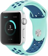 Rubberen sport bandje voor de Geschikt voor Apple Watch 42mm - 44mm M/L - Aqua Blauw 1|2|3|4|5|6|7