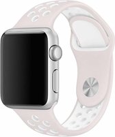 Rubberen sport bandje voor de Geschikt voor Apple Watch 38/40/41mm S/M - Licht Rose Wit 1/2/3/4/5/6/7