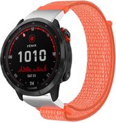 Nylon Smartwatch bandje - Geschikt voor  Garmin Fenix 7 nylon band - oranje - Strap-it Horlogeband / Polsband / Armband