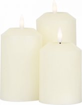 O'DADDY® LED Kaarsen - led kaarsen met afstandbediening - led kaars - led kaarsen met timer - led kaarsen met flikkerende vlam - met timer en dim functie - Warm Wit Licht - Crème - set van 3 maten 12 + 14.5 + 17 - 7.5d