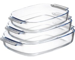 Sareva ovenschalen set - 3-Delig – Rechthoekig - 2 / 2.7 / 3.8 liter– Hittebestendig – Oven-, Magnetron- & Vaatwasserbestendig – Perfect voor Lasagne, Ovenschotels en meer Sareva ovenschalen set - 3-Delig – Rechthoekig - 2 / 2.7 / 3.8 liter– Hittebestendig – Oven-, Magnetron- & Vaatwasserbestendig – Perfect voor Lasagne, Ovenschotels en meer