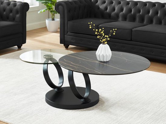 Maison Céphy Moduleerbare design-salontafel van gehard glas en keramiek JOLINE L 131.5 cm x H 42 cm x D 80 cm