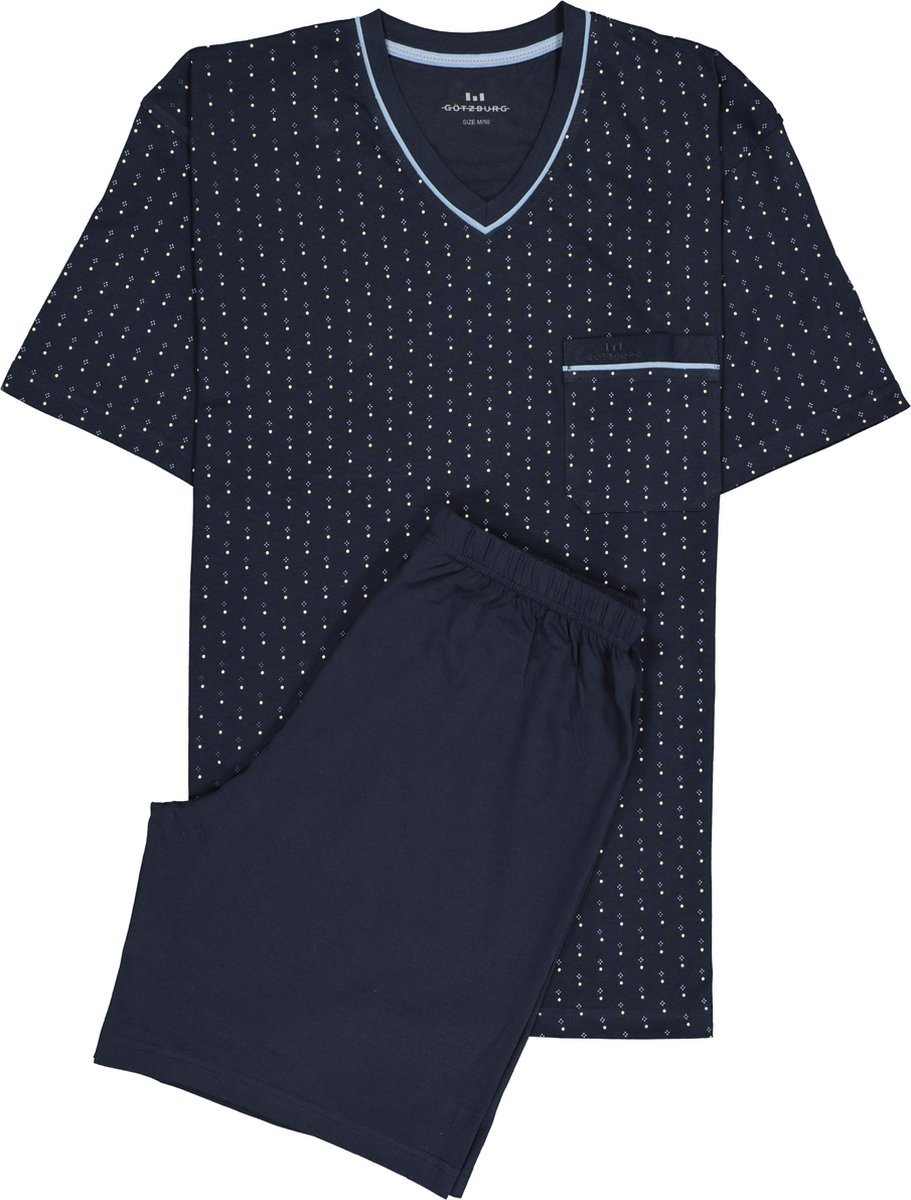 Gotzburg heren shortama - blauw met lichtblauw en wit dessin