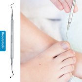 BeautyTools Pedicure Excavator – Nagellifter Voor Ingegroeide Teennagels en Hoekjes - Nagelheffer - Dubbelzijdig Super Fijn 1 mm en 2 mm (16.5 cm) – Inox (NL-1994)