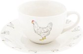 Kop en schotel Ø 15*7 cm / 200 ml Beige Keramiek Rond Kippen Servies Koffie Cappuccino