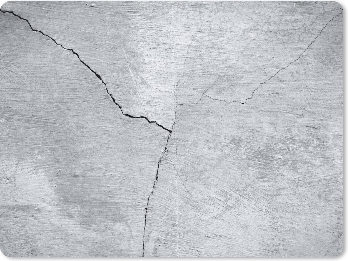 Muismat 23x19 cm - Mousepad Beton - Scheur - Grijs - Muismatten