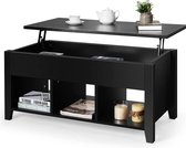 Funribella Salontafel, multifunctionele moderne koffietafel cocktailtafel met in hoogte verstelbare bovenzijde & verborgen opbergruimte & drie open planken aan de onderkant, huis b