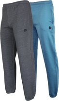2-Pack Donnay Joggingbroek met boord - Sportbroek - Heren - Maat 3XL - Charcoal-marl/Vintage blue