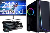 omiXimo - Intel G5905 - GeForce GT1030 - Gaming Set - 24" Curved Gaming Monitor - Keyboard - Muis - Game PC met monitor - Complete Gaming Setup - 8 GB Ram - 480 GB SSD - LC710B