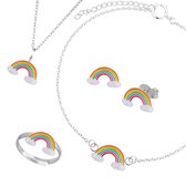Cadeautip Meisje | Complete sieraden set regenboog met glitter wolkjes