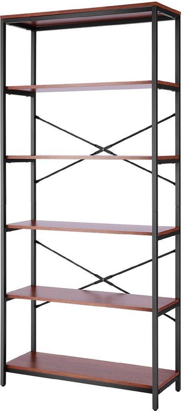 Luxiqo Boekenkast - Stellingkast - Boekenrek - Vakkenkast - Boekenkast Industrieel - Boekenkast Kind - Kast - Opbergkast - Kasten -  80x30x180cm