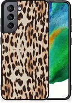 Telefoonhoesje Samsung Galaxy S21FE TPU Silicone Hoesje met Zwarte rand Leopard