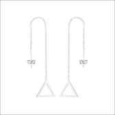 Aramat jewels ® - Doortrek oorbellen driehoek zilverkleurig staal 10cm