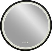 Plieger Nero Round spiegel rond 80 cm met LED met touch bediening