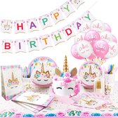 Eenhoorn verjaardag 1,2,3,4,5 jaar - Unicorn versiering - Feestartikelen eenhoorn 16 personen - Eenhoorn feestdecoraties - Verjaardagsversiering eenhoorn - Eenhoorn verjaardagsfees