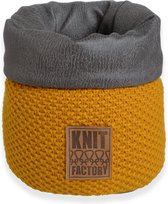 Knit Factory Lynn Gebreide Mand - Opbergmand - Plantenmand - Oker - 25 cm