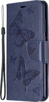Mobigear Telefoonhoesje geschikt voor Xiaomi Redmi Note 8 Pro Hoesje | Mobigear Butterfly Bookcase Portemonnee | Pasjeshouder voor 2 Pasjes | Telefoonhoesje voor Pinpas / OV Kaart / Rijbewijs - Blauw
