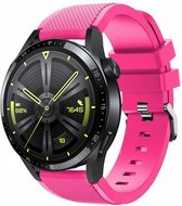 Siliconen Smartwatch bandje - Geschikt voor  Huawei Watch GT 3 46mm siliconen bandje - knalroze - Knalroze - Strap-it Horlogeband / Polsband / Armband