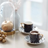 Karaca - Monochrome - Turkse koffiekopjes set - koffieservies voor 4 personen, 4 x espressokopjes en 4 x schoteltjes