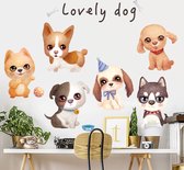 Muursticker Schattige Honden - Kinderkamer - Jongenskamer - meisjeskamer - Muurdecoratie - Wandsticker - Sticker Voor Kinderen 60×90CM