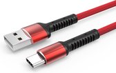 2 meter USB C kabel snel oplaadkabel Rood- datakabel naar USB, extra sterk hoge kwaliteit/geschikt voor Samsung S8 / S9 / S10 / S20 / S21 / Ultra / Plus / A serie/ Huawei / HTC / N