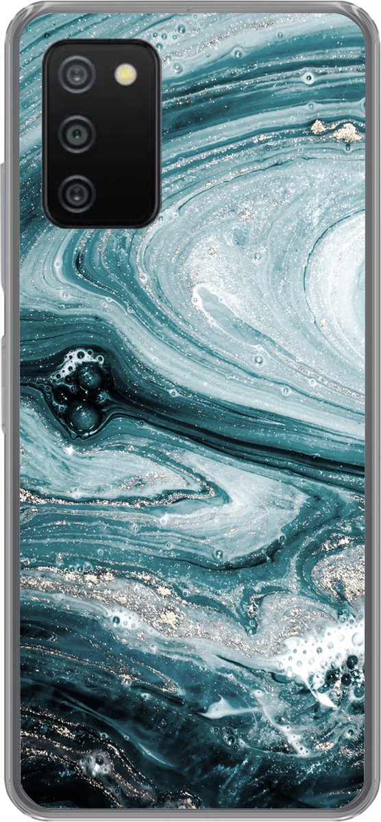 Telefoonhoesje Geschikt voor Samsung Galaxy A03s hoesje - Marmer print - Mineralen - Natuursteen - Siliconen Telefoonhoesje Telefoonhoesje